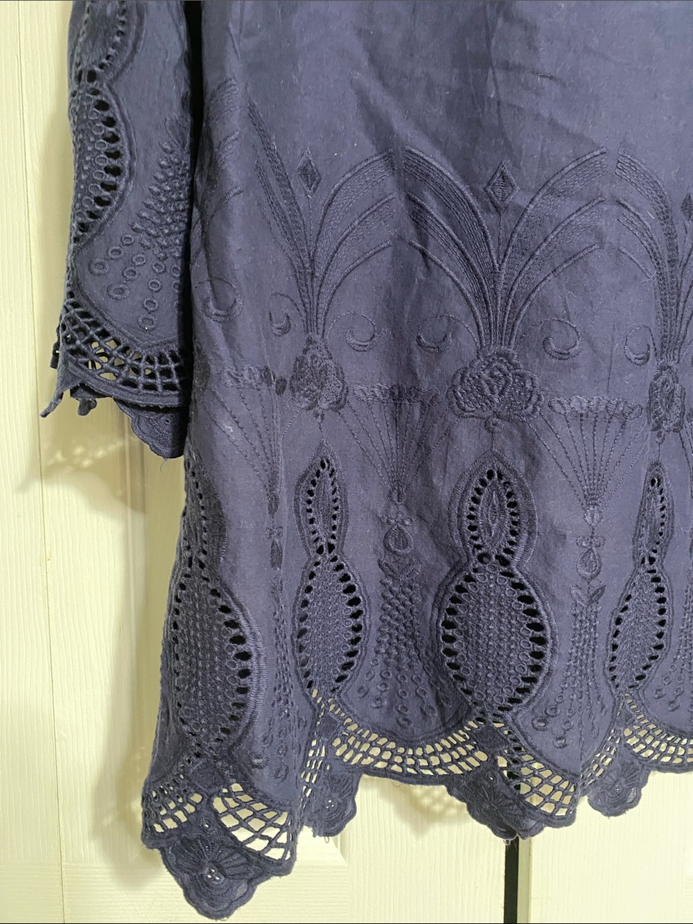 Alessa W Collection navy blue boho cotton shirt top blouse size 18 - Picture 3 of 8